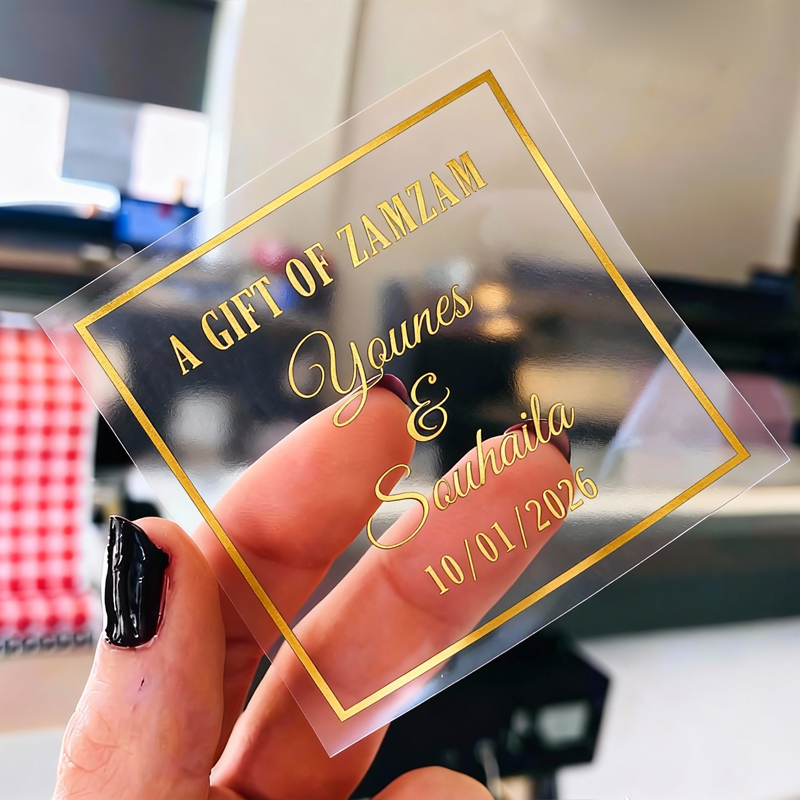 Personalised Candle Label - 50 Stück quadratische, personalisierte Hochzeitsaufkleber, transparente