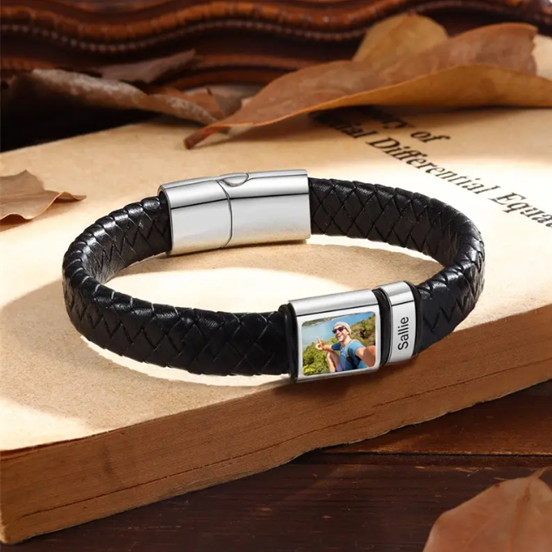 Coordinates Bracelet - Personalisiertes Foto-Namensarmband für Männer, individuelles Bildarmband,