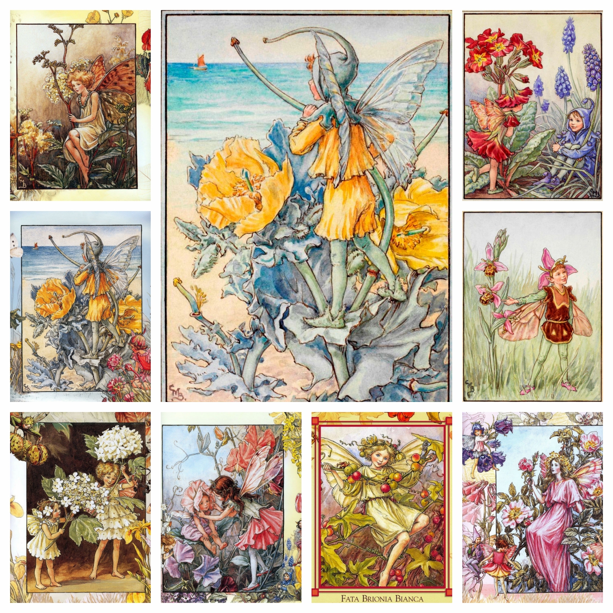 Photo Mosaic Print - Cicely Mary Barker Kunstwerk Blumenmädchen Schmetterling