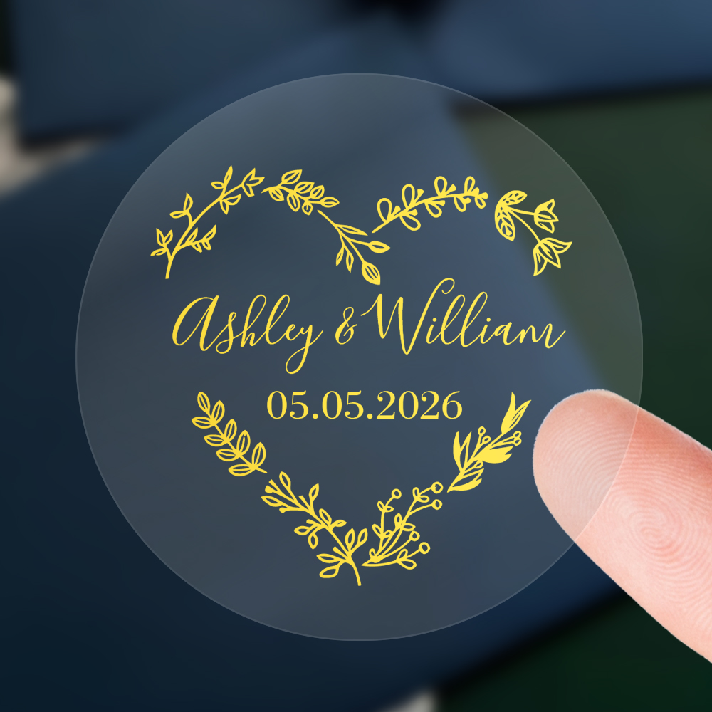 Personalised Candle Label - 50 Stück personalisierte Hochzeitsaufkleber, transparente runde