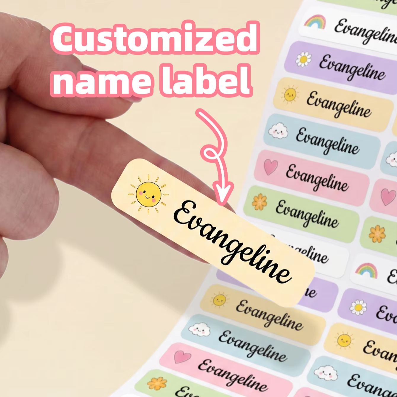 Personalized Name Box - 1–220 Stück individuelle personalisierte Namensaufkleber, wasserfeste