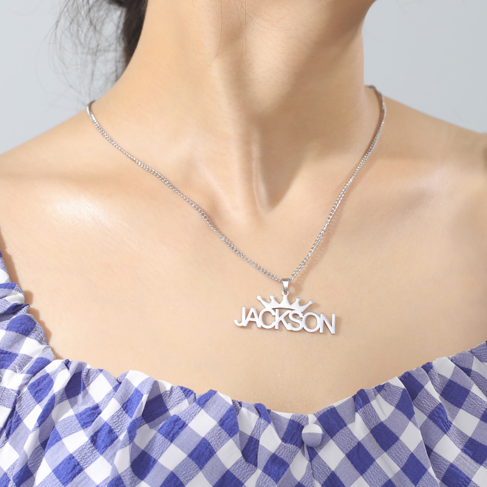 Name Necklace Custom - Benutzerdefinierte Name Krone Halskette Männer Frauen