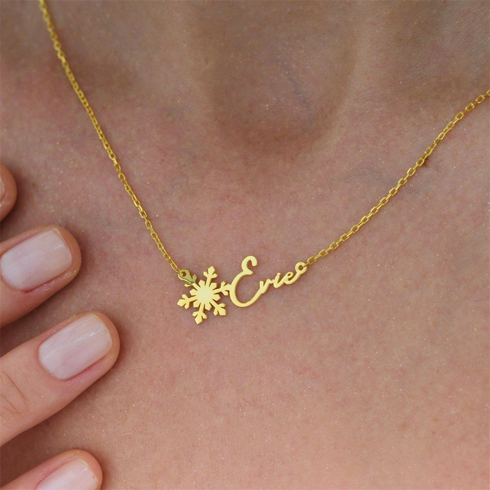 Birth Flower Necklace - Benutzerdefinierte einfache Namenskette aus Edelstahl, anpassbarer
