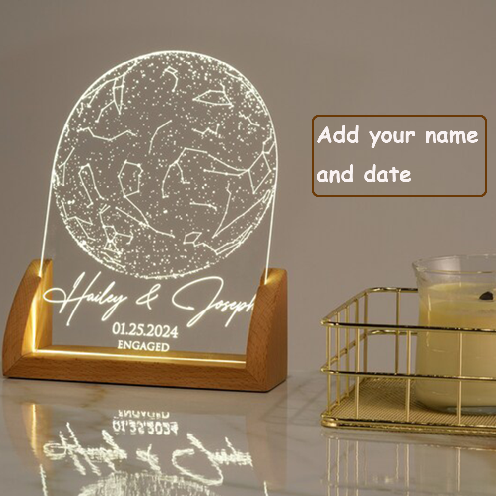 Custom Star Map - Benutzerdefinierte Sternkarte nach Datum, personalisiertes Sternbild-LED-Nachtlicht,