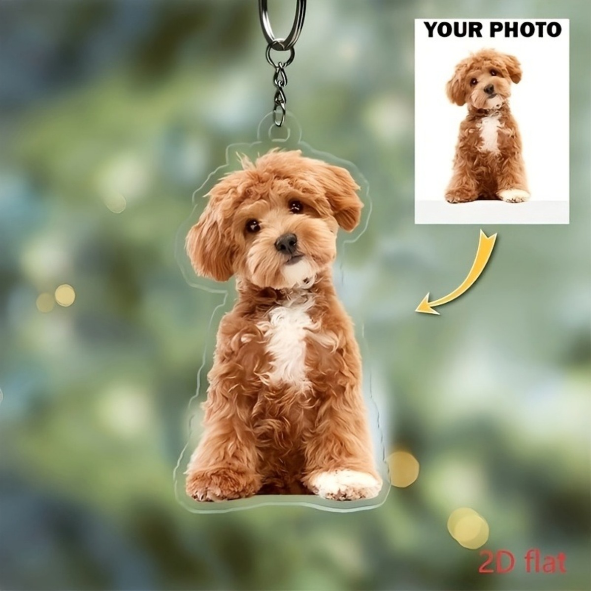 Pet Portrait Custom - Personalisierter Foto-Schlüsselanhänger – Individueller Acryl-Schlüsselring, Doppelseitiges