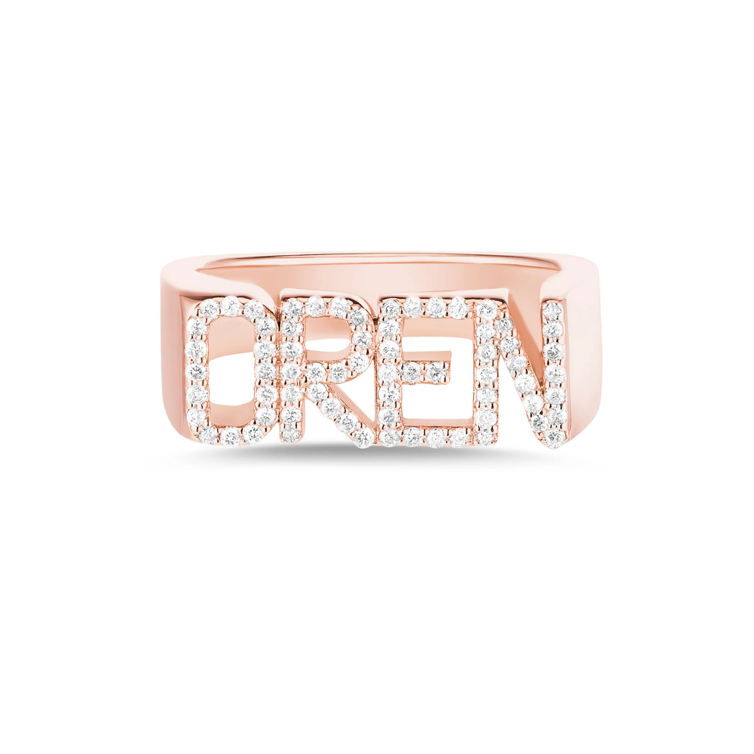 Initial Ring Custom - 3D-Namensring, individueller Diamant-Namensring, geschlossener Ring aus