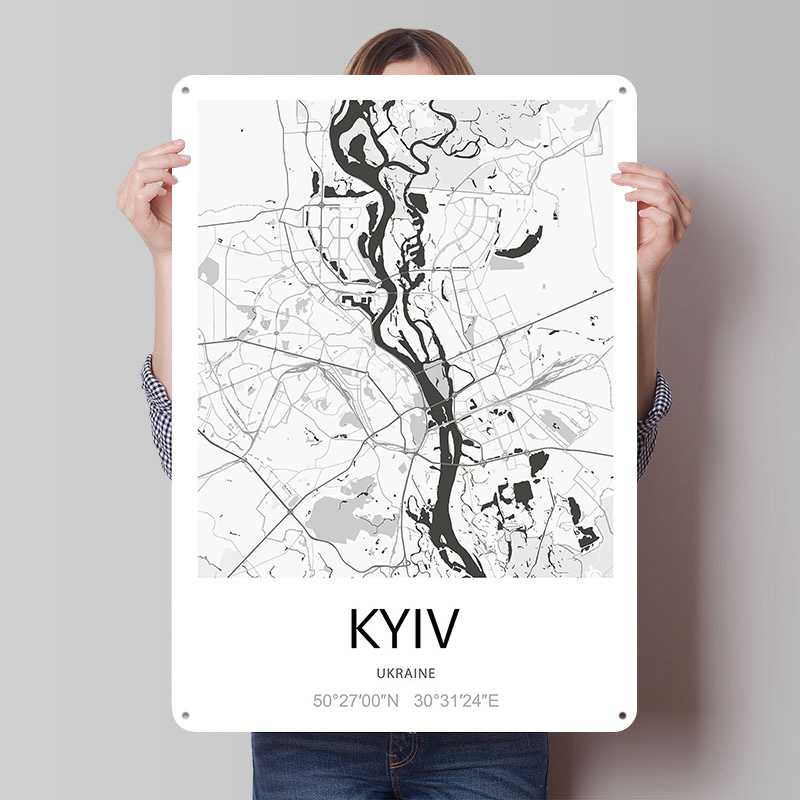 Custom Map Poster - Kiew Stadtplan Gedrucktes Poster Individualisierte Retro
