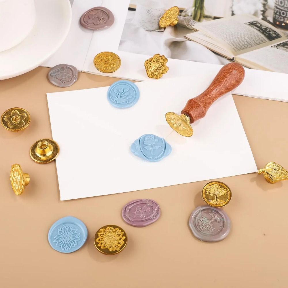 Wax Seal Letter Kit - Wachssiegel-Stempelset, Wachsstempel, Siegel, Vintage-Siegelwachs-Stempelkopf mit Holzgriff