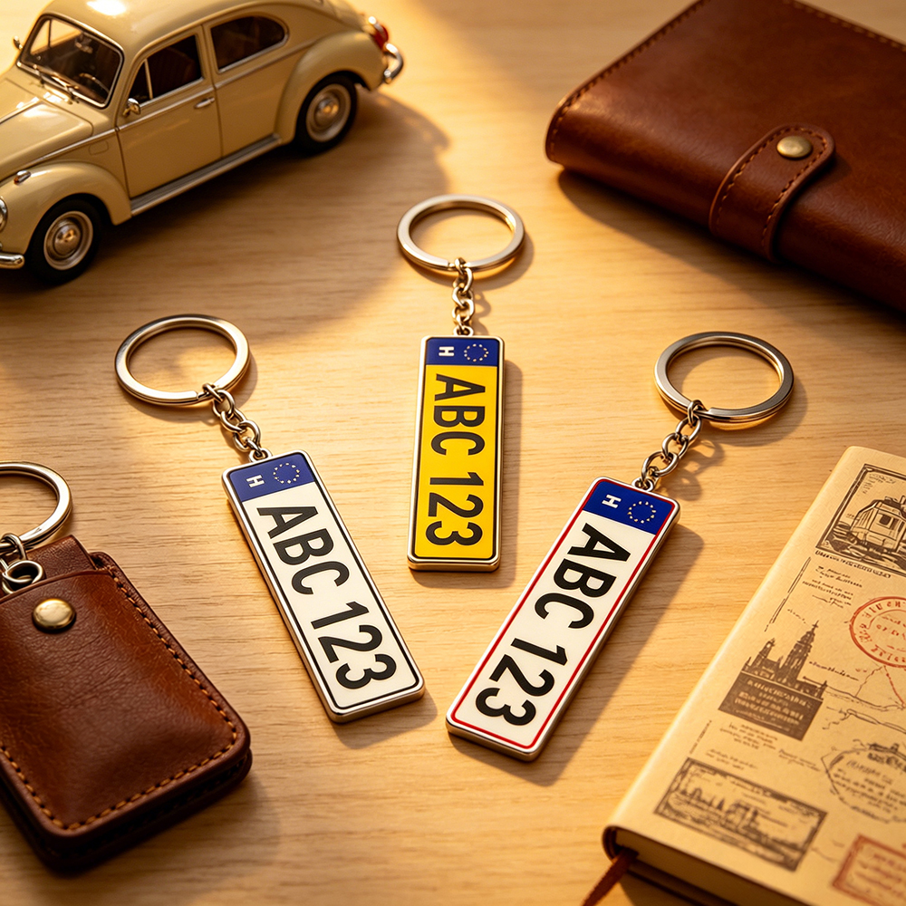 Initial Ring Custom - Personalisierter Acryl-Nummernschild-Schlüsselanhänger mit individuellem Namen, Nummer