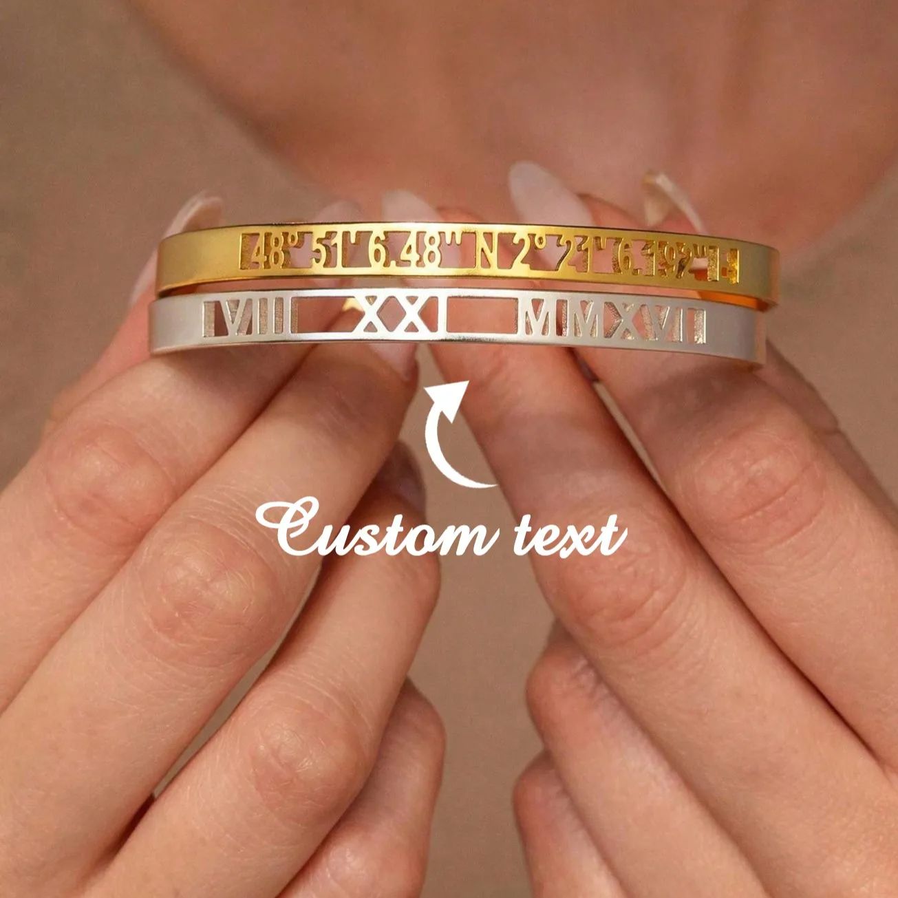 Coordinates Bracelet - Benutzerdefinierte Datum Koordinaten Römische Ziffer Armreifen