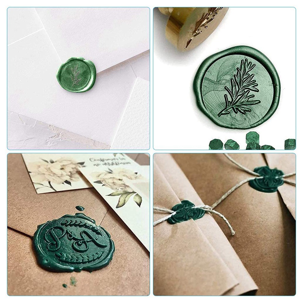 Wax Seal Letter Kit - AT84-Siegelwachsperlen, 200 Stück Wachssiegel-Perlen, Wachssiegel-Set, grünes