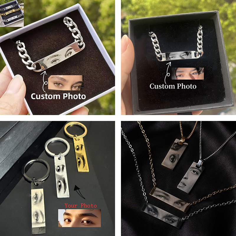 Initial Ring Custom - Personalisierter, anpassbarer Schlüsselanhänger mit graviertem Auge,