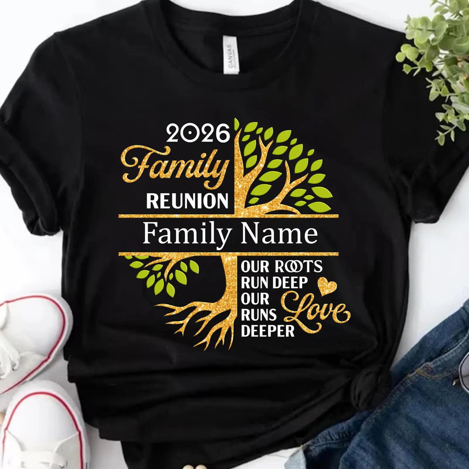Family Tree Print - 2026 Personalisiertes T-Shirt für Familientreffen mit