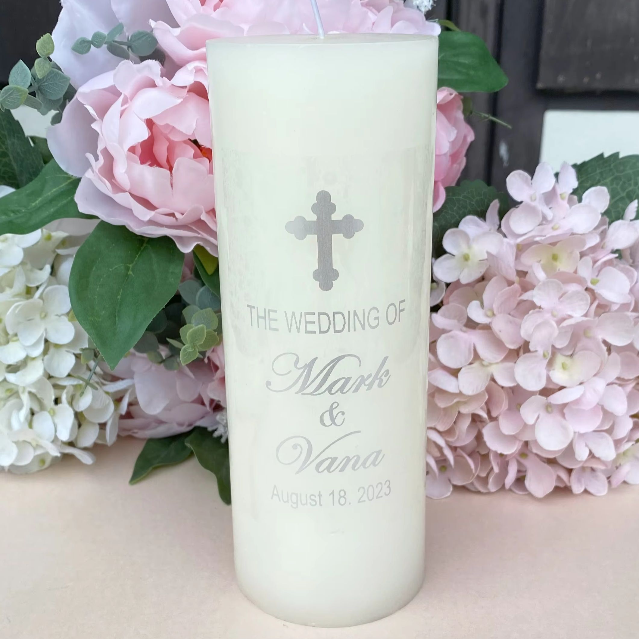 Personalised Candle Label - Silberne personalisierte Kerzendekorationen, Aufkleber, christliche Hochzeit,