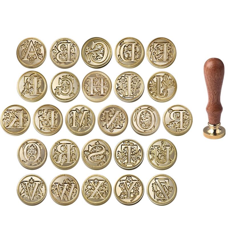 Wax Seal Letter Kit - Retro-Siegelwachs-Stempelkopf, 26 Alphabet, A-Z, Buchstaben, Siegel,