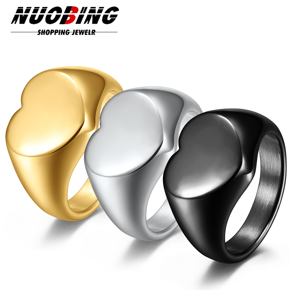 Initial Ring Custom - Maßgeschneiderter Damen-Siegelring, niedliches Herz, runde Ringe