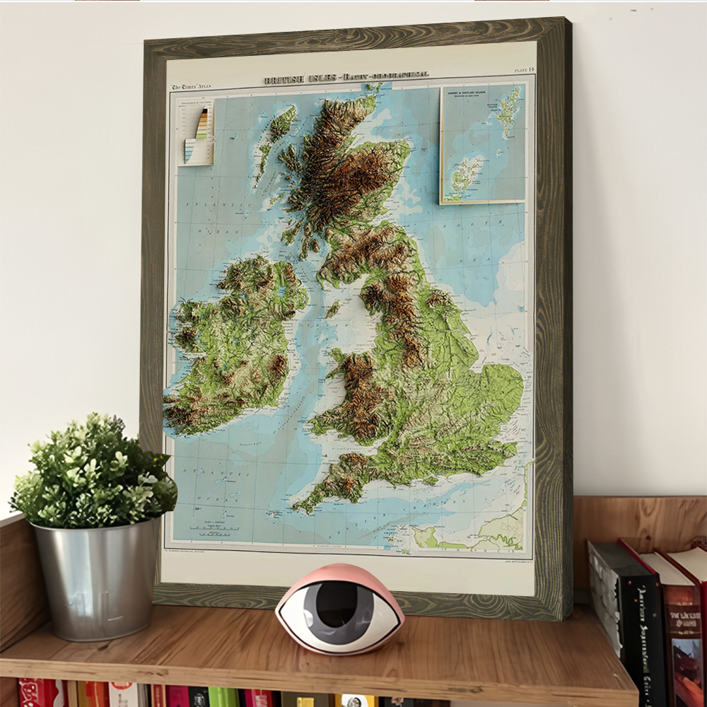 3D-Reliefkarte der britischen  – Custom Map Poster Bewertung und Preis
