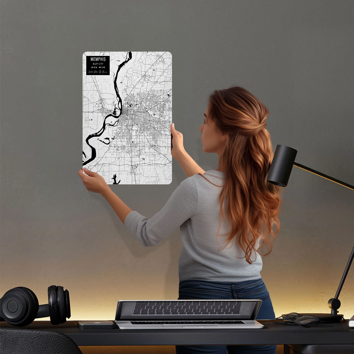 Memphis TN USA Weißblechschild – Custom Map Poster Bewertung und Preis