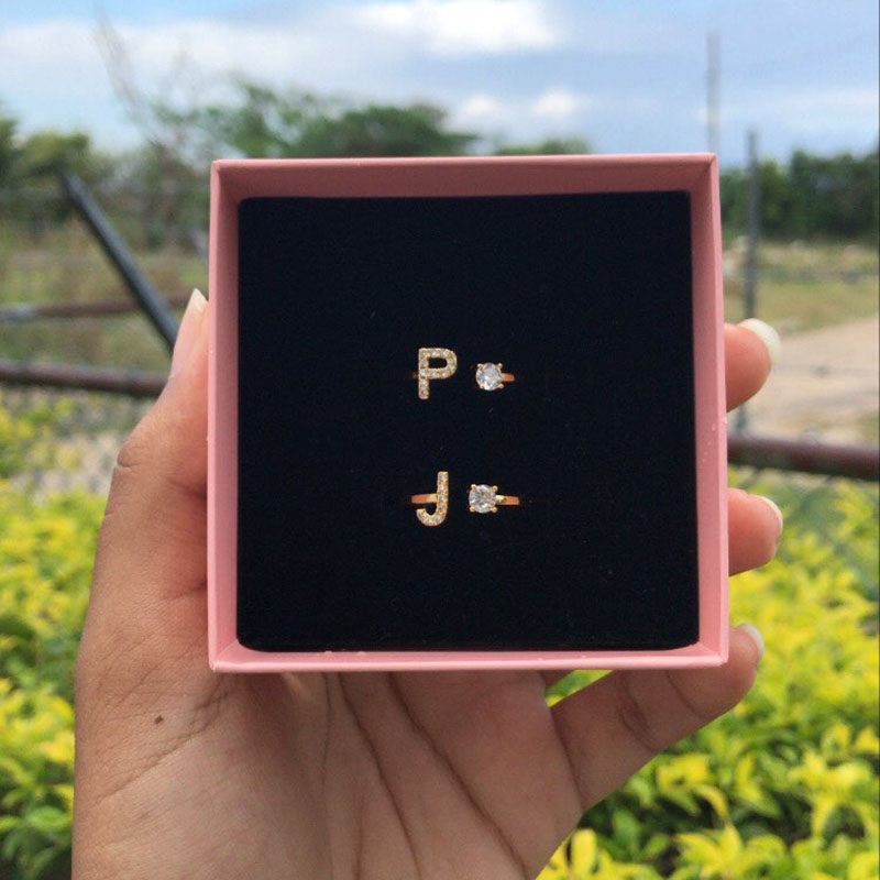 Zirkon Initial A-Z Buchstaben  – Initial Ring Custom Bewertung und Preis
