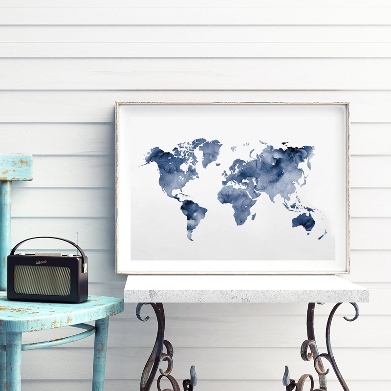 Blaue Weltkarte, Druck, Marine – Custom Star Map Bewertung und Preis