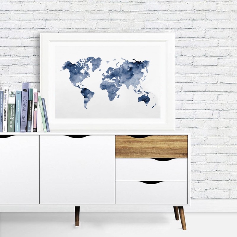 Blaue Weltkarte, Druck, Marine – Custom Star Map Bewertung und Preis