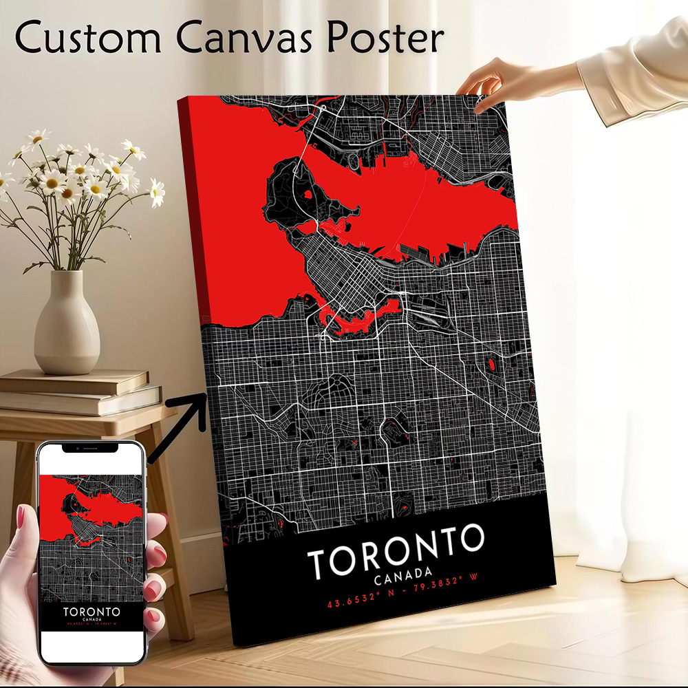Toronto Dunkle Karte Leinwand- – Custom Map Poster Bewertung und Preis