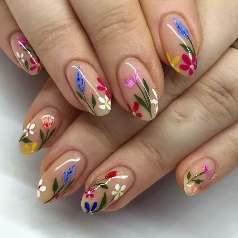 24 Stück einfache Mandel-Nägel – Pressed Flower Art Bewertung und Preis