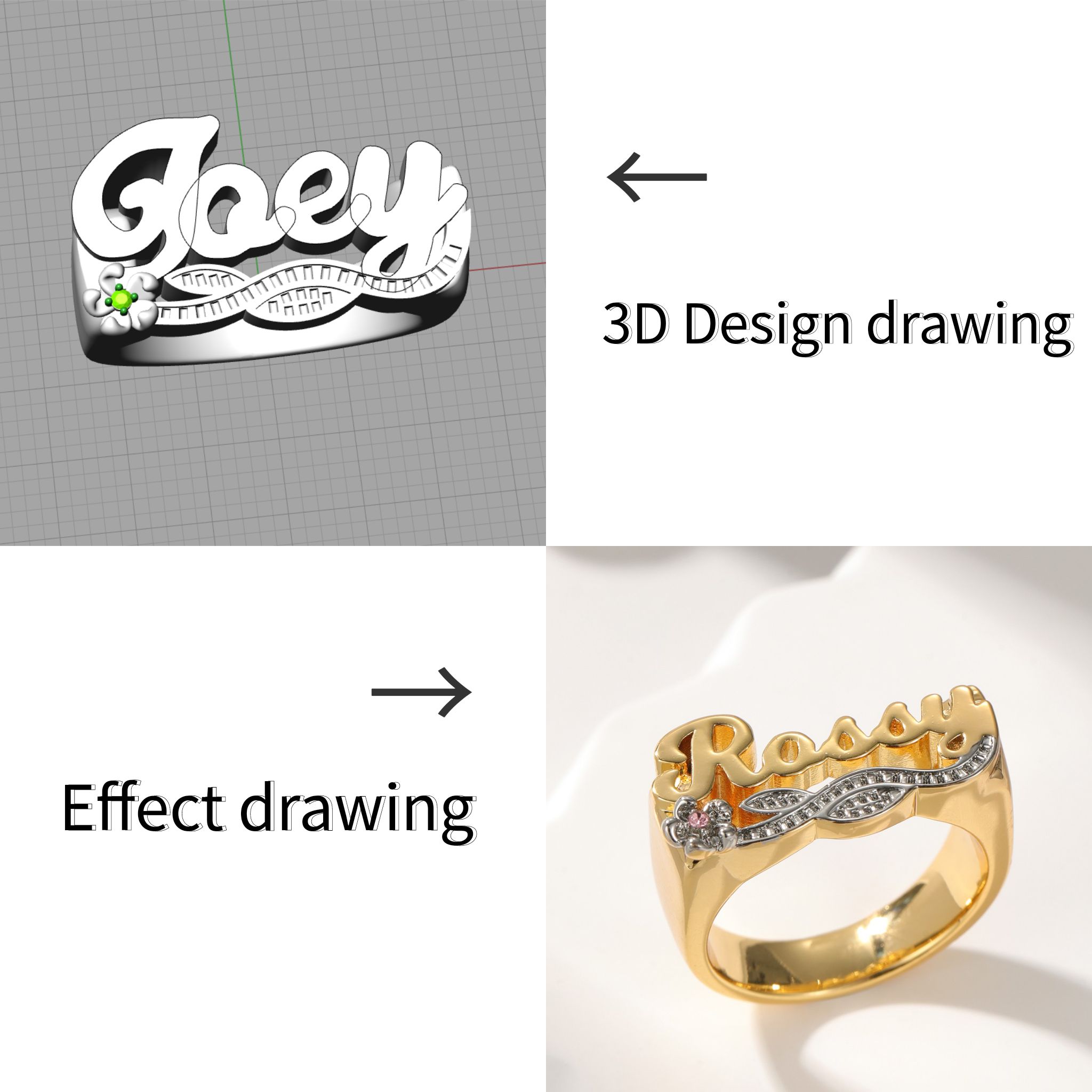 3D-Namensring, individueller D – Initial Ring Custom Bewertung und Preis