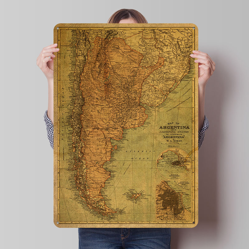 Vintage-Karte von Argentinien  – Custom Map Poster Bewertung und Preis