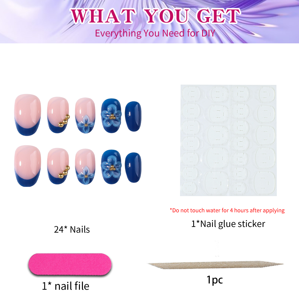 24 Stück Kurze Ovale 3D Gel-Na – Pressed Flower Art Bewertung und Preis