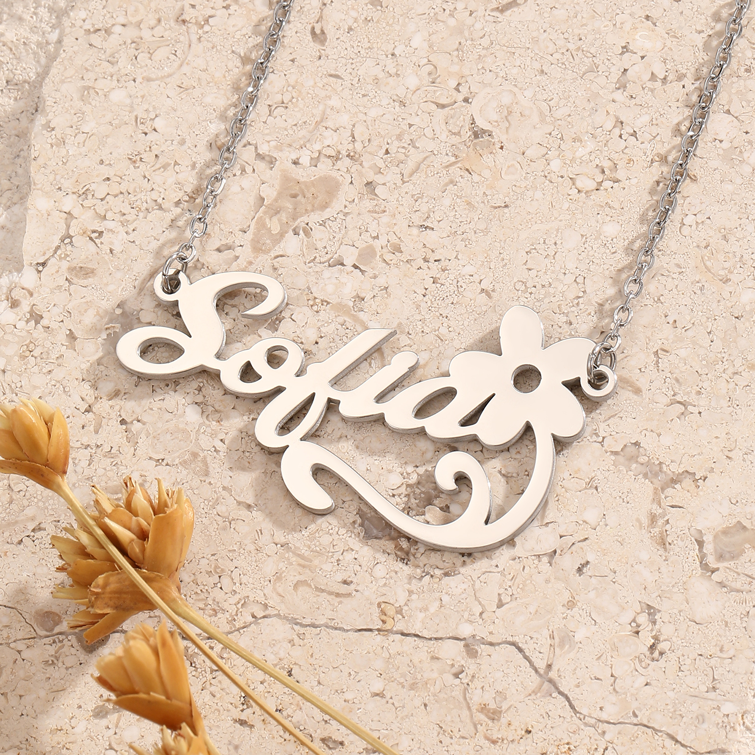 Edelstahl Blumen Brief Anhänge – Name Necklace Custom Bewertung und Preis