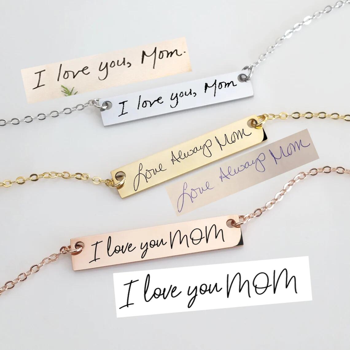 Actual Handwriting Bar Necklac – Handwriting Necklace Bar Bewertung und Preis