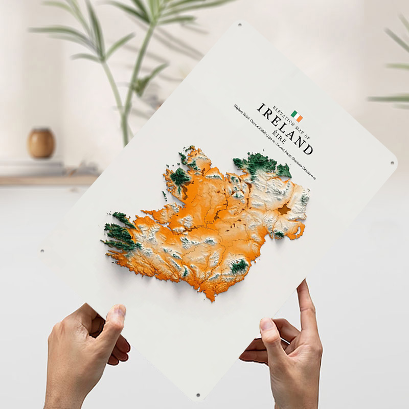 Irland Höhenkarte 3D-Textur Me – Custom Map Poster Bewertung und Preis