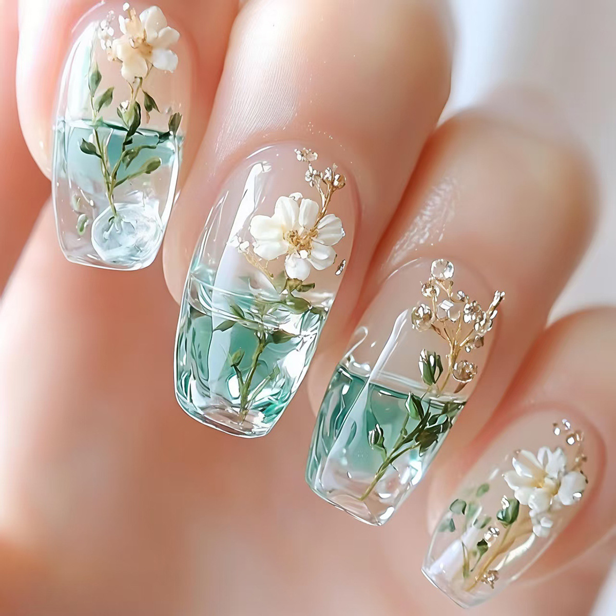 Mittellange künstliche Nägel f – Pressed Flower Art Bewertung und Preis