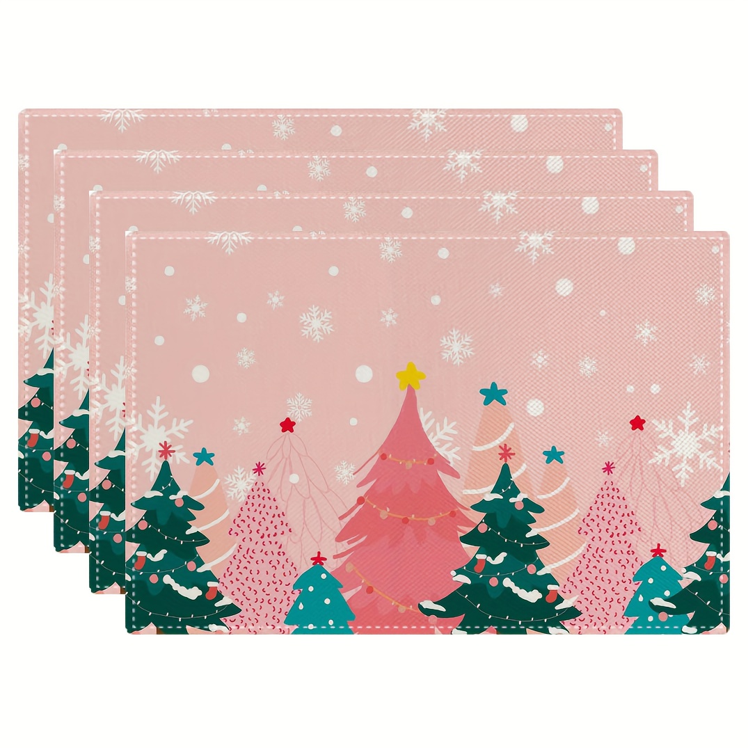 Rosa Weihnachtsbaum-Tischsets  – Family Tree Print Bewertung und Preis