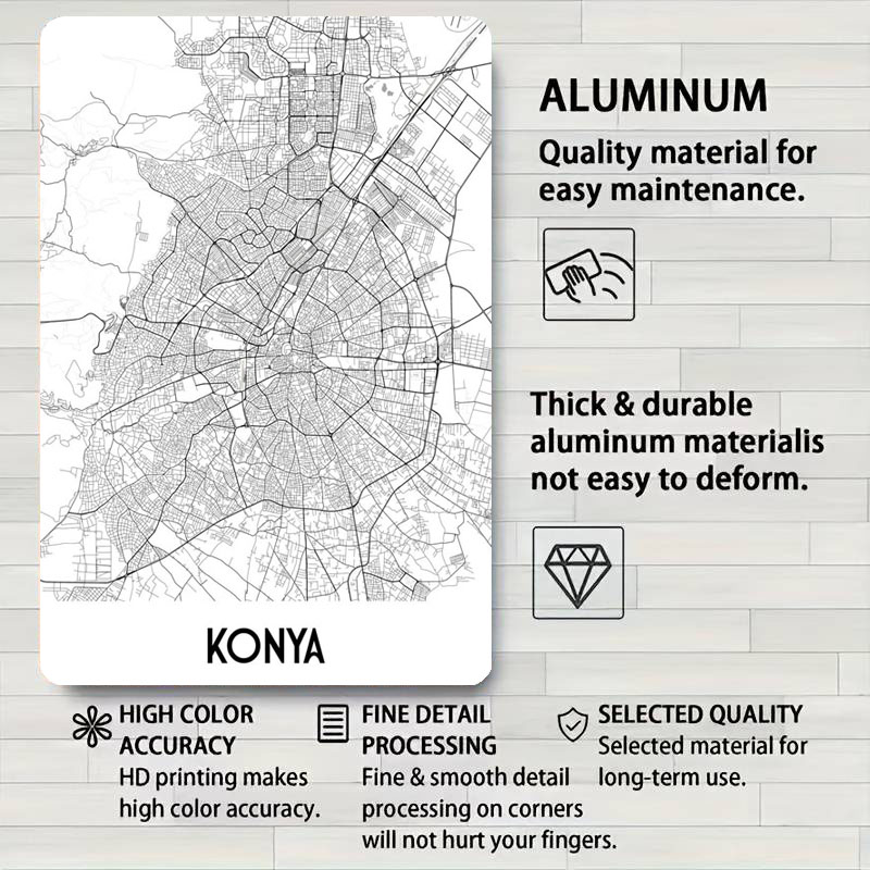 Konya City Map Weißblechschild – Custom Map Poster Bewertung und Preis